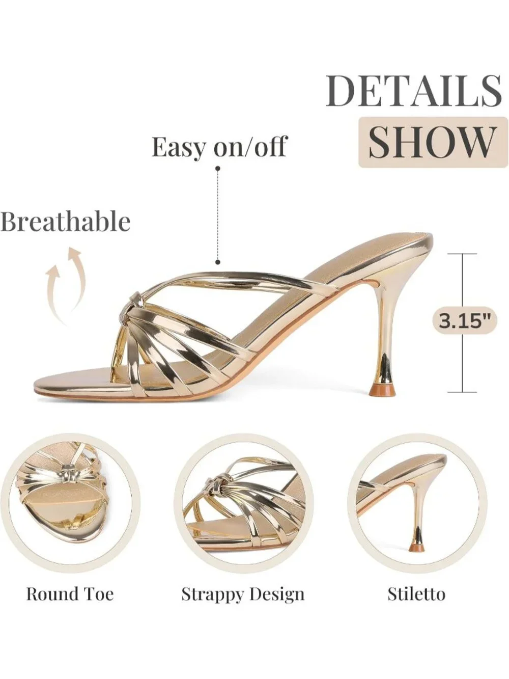 Women's Golden Faux Leather Comfortable Summer Open Peep Toe Slingback Heel